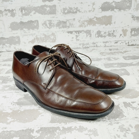 Ermenegildo Zegna Brown Leather Lace Up Business Casual Dress Shoes O714 main image 8